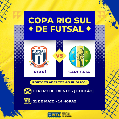 Torcida de Piraí é convocada para apoiar a equipe da cidade em mais um jogo da Copa Rio Sul de Futsal 2024!