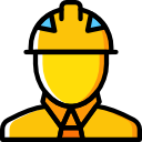 Desenho de uma silhueta de uma cabeça, com um capacete de segurança, representando um trabalhador.