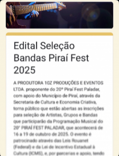 Piraí Fest Paladar abre inscrições para bandas da 20ª edição