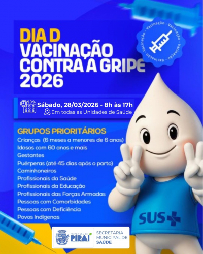 Piraí realiza Dia D de vacinação contra a gripe neste sábado (28)