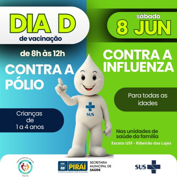 Piraí promove “Dia D” da vacinação contra a Poliomielite no sábado (8)
