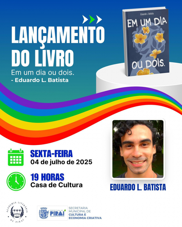 Piraí recebe lançamento do livro “Em um dia ou dois”, de Eduardo L. Batista