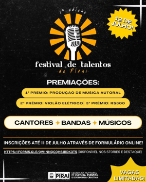 Festival de Talentos de Piraí: inscrições abertas!