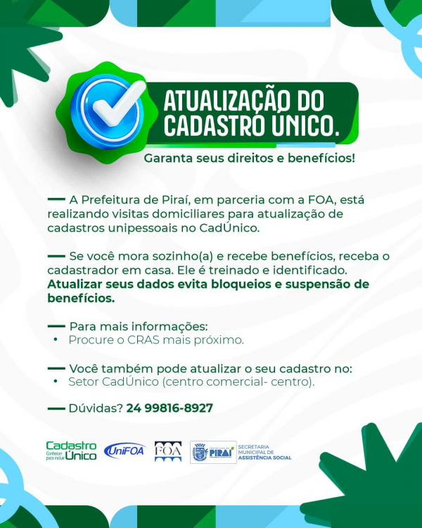 Atualização do CadÚnico começa por Arrozal e vai percorrer todo o município